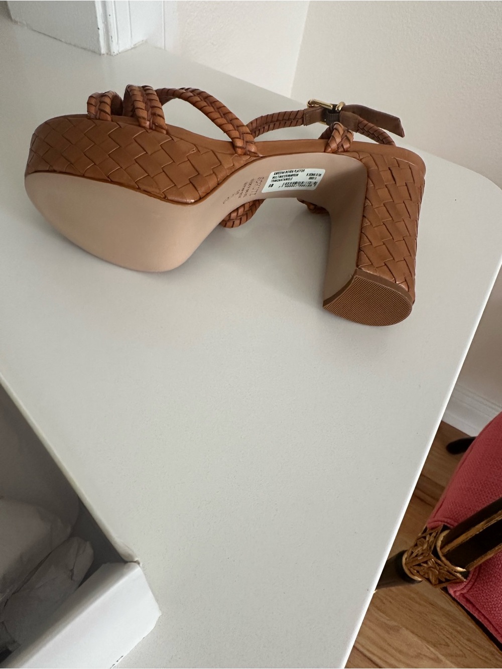 SCHUTZ Braided Platform Block Heel Sandals - Brown